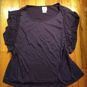 Deep purple shirt with crochet detail
